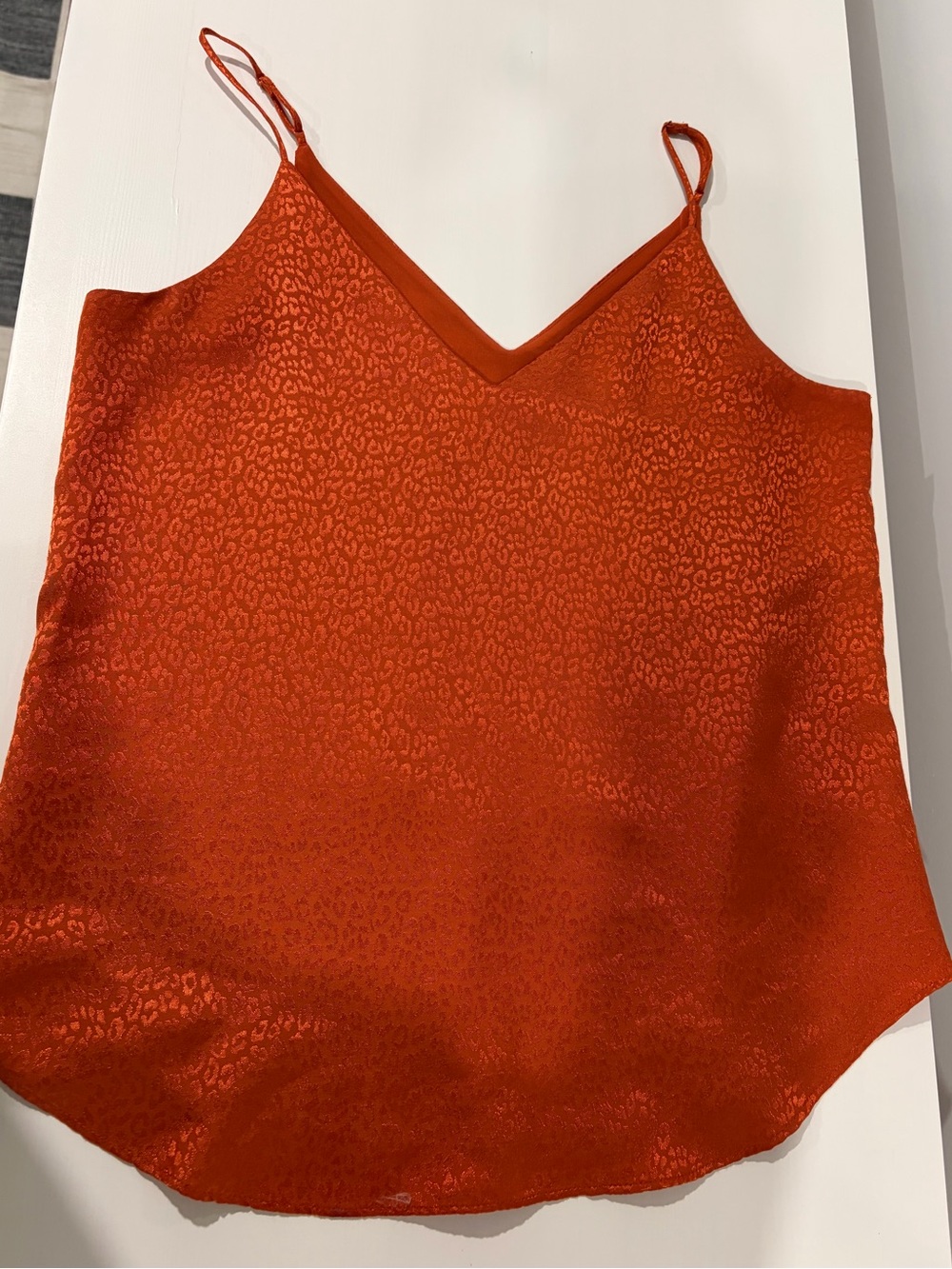 Express Satin Leopard-Textured V-Neck Cami Top